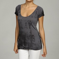 Elan Women's Graphic-print Fringed Scarf Top 