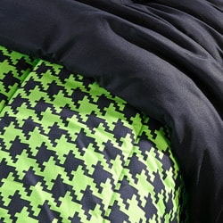 Lime/ Black Houndstooth Twin-size Comforter Set