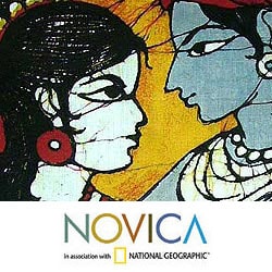 Handcrafted Cotton 'Lover's Dance' Batik Wall Hanging (India)