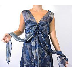 R&M Richards Women's Navy Print Scarf Dress