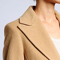 Larry Levine Women's Plus Size Camelhair Notch Collar Coat