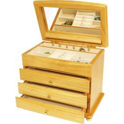 Seya Maple Burlwood Floral Motif Jewelry Box