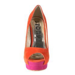 Refresh by Beston Women's 'Paige' Orange Peep-toe Pumps