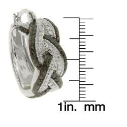 Finesque Diamond Accent Black and White Braided Hoop Earrings