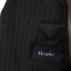 Haspel Men's Black Stripe Wool 2-button Suit