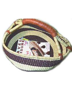 Set of 3 Straw Traditional Tribal Baskets (Ghana)