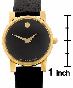 Movado Moderna Women's Goldtone Black Strap Watch
