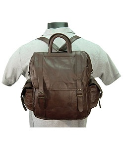 Amerileather Unisex Three-way Brown Top-Grain Cowhide Leather Backpack