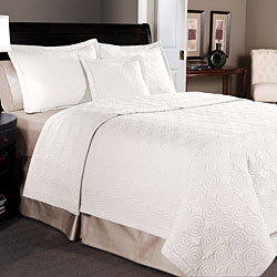 Maison White Cotton 3-Piece Quilt Set