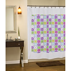Mitered Happy Days Flower Cotton Shower Curtain