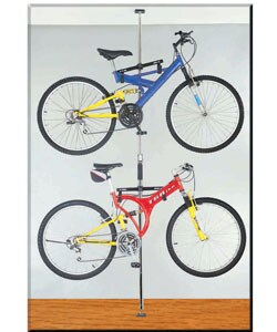 Q-Rak Black Chrome Dual Ceiling to Floor Bike Rack and Storage System