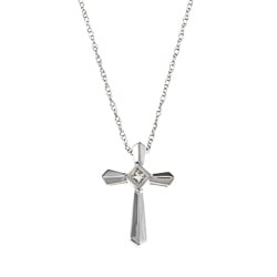 14k White Gold Diamond Cross Pendant