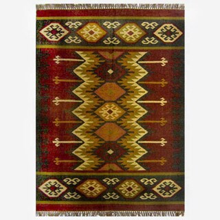 Hand-woven Kilim Burgundy Jute/ Wool Rug (8' x 10')