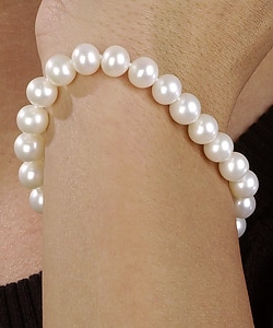 DaVonna 14k Gold White Cultured FW Pearl Bracelet (7.5-8mm)(set of 5)