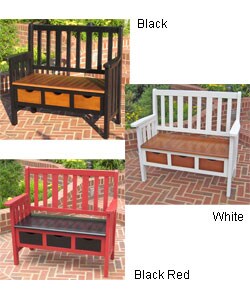 Acacia 3-Drawer Bench with Back