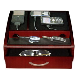 Cherry Finished Shelf Charging Station Drawer