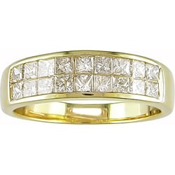 Miadora 14k Yellow Gold 1ct TDW Princess-cut Diamond Ring