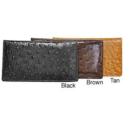 BT Ostritch Print Leather Checkbook Wallet