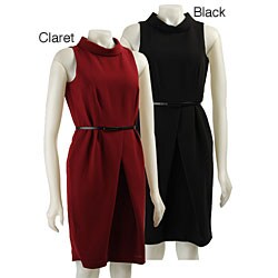 Ellen Tracy Women's Belted Sleeveless Sheath Dress