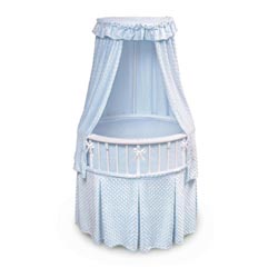 Elite Oval Bassinet with Blue Dots Bedding