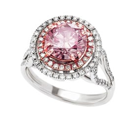 18k White Gold Brilliant-cut Pink Diamond Halo Ring