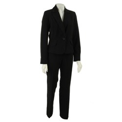 In The Now Women's Solid Black 1-button Pant Suit