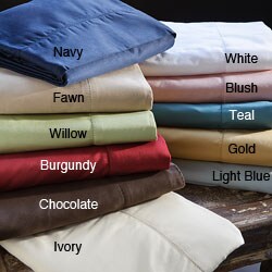 Hemstitch 400 Thread Count Solid Cotton Duvet Cover Set