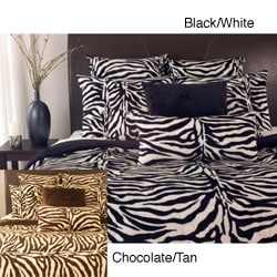 Microplush Zebra Print 3-piece Comforter Set