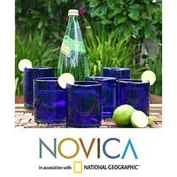 Set of 6 'Cobalt Dreams' Tumblers (Mexico)