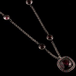 Kenneth Jay Lane Gunmetal Blue and Purple Stone Necklace