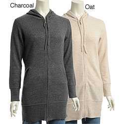 Lusso Women's Hooded Cashmere Zip Cardigan
