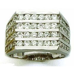 Simon Frank 14k White Gold Overlay Men's CZ Channel Ring