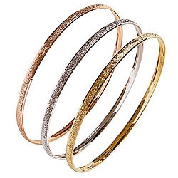 Nexte TexturedTri-color 'Fin de Semana' Bangle Bracelets (Set of 3)