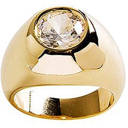 Simon Frank 14k Yellow Gold Overlay 'Gypsy' CZ Solitaire Ring