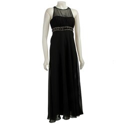 JS Boutique Women's Black Long Chiffon Dress