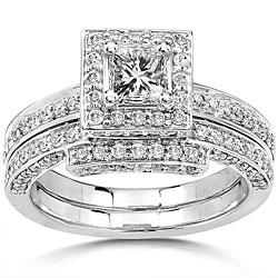 14k Gold 1 1/4ct TDW Princess Diamond Bridal Ring Set