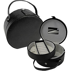 Black Leather Round Jewelry Box