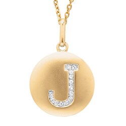 14k Yellow Gold Diamond Initial 'J' Disc Necklace