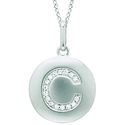 14k White Gold Diamond Initial 'C' Disc Necklace