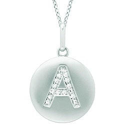 14k White Gold Diamond Initial 'A' Disc Necklace