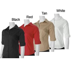 Adi Designs Stretch Fitted 3/4-sleeve Blouse
