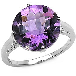 Malaika Sterling Silver Genuine Amethyst Silver Solitaire Ring
