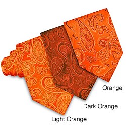 O.H.H.A. Orange Paisley Woven Silk Tie