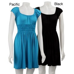 Soprano Short-sleeve U-neck Smocked Dress