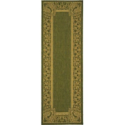 Indoor/ Outdoor Abaco Olive/ Natural Runner (2'4 x 6'7)