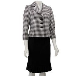 Tahari ASL Women's Houndstooth Pleated Skirt Suit