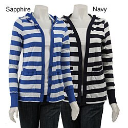 C&C California Women's Wide Stripe Hooded Cardigan