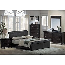 Contemporary Espresso Leather 5-piece Queen-size Bedroom Set