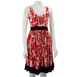 FINAL SALE Voile Women's Floral Ruffle Trim Dress