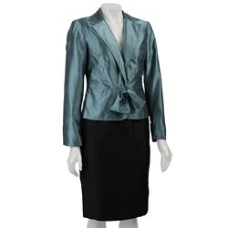 Larry Levine Women's Sapphire Shantung Skirt Suit